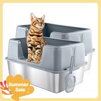 【dealsforyoudays】39L Large Cat Litter Box with High Sides, Open Top, Includes Scoop,  23.6 x 15.8 x 12 inches