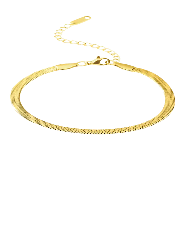 18K Gold Herringbone Snake Chain Bracelet