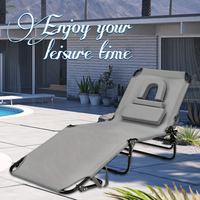 Outsunny Folding Face-Down Sun Lounger with Face Hole, Foldable portable Outdoor Pool Sun Beach Tanning Chair, Adjustable Fol...