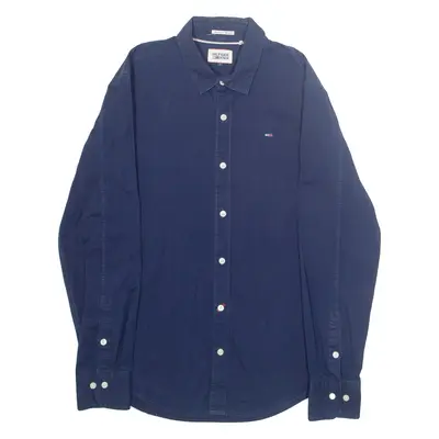 TOMMY HILFIGER Mens Plain Shirt Blue Long Sleeve L
