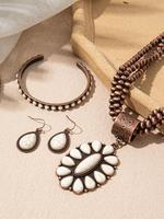 Boho Style Beaded Jewelry Set, Vintage Necklace & Dangle Earrings & Bracelet, Fashion Jewelry Accessories for Women As Gift