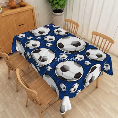 Aperturee 3D Football Print Home Party Rectangular Tablecloth, 52 x 70 inch, 30.82 USD, rectangle tablecloths, ZWH01898-A