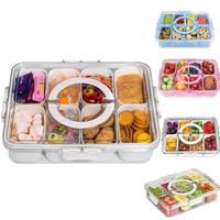 Food Storage Box with Lid & Handle, 1 Count Portable Snack Container, Stackable Lunch Container, Food Storage Organizer for C...