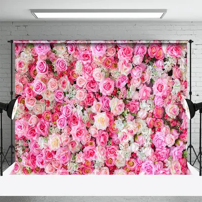 Aperturee Bloom Romantic Pink Rose Valentines Day Backdrop, 3X2FT(1MX0.6M), 14 USD, valentines day backdrops, YZHD0O52-M