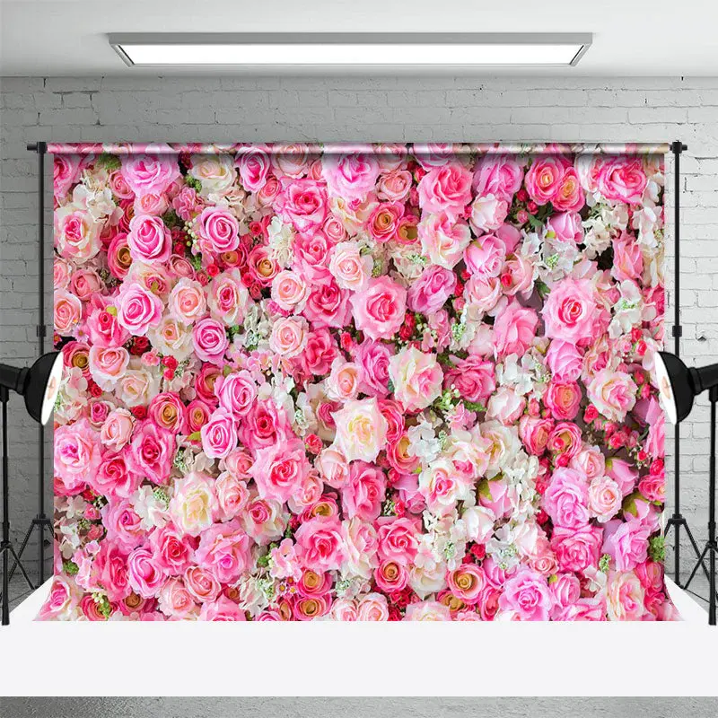 Aperturee Bloom Romantic Pink Rose Valentines Day Backdrop, 3X2FT(1MX0.6M), 14 USD, valentines day backdrops, YZHD0O52-M