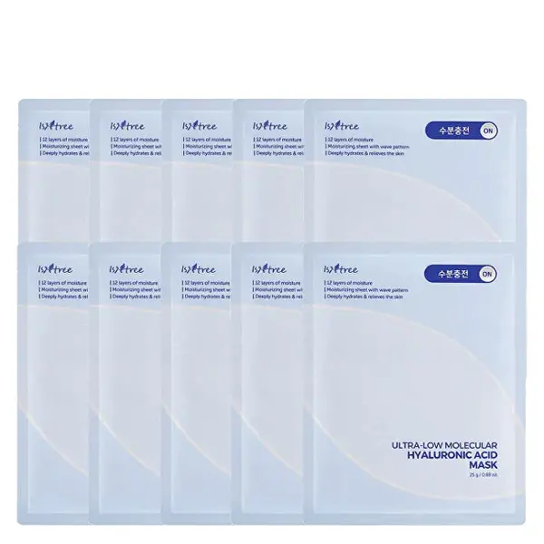 Isntree Set Di Maschere Idratanti In Tessuto Acido Ialuronico A Bassissimo Peso Molecolare 10 X 25 G