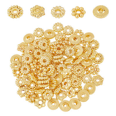 100Pcs 5 Styles Rack Plating Alloy Spacer Beads