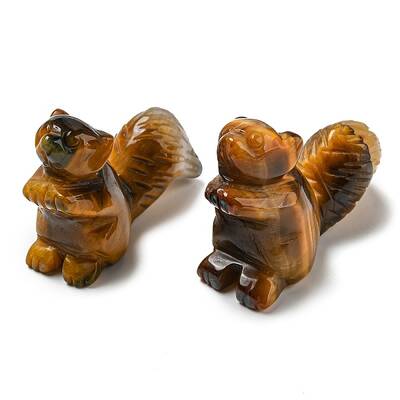 Natural Tiger Eye Carved Healing Squirrel Figurines
