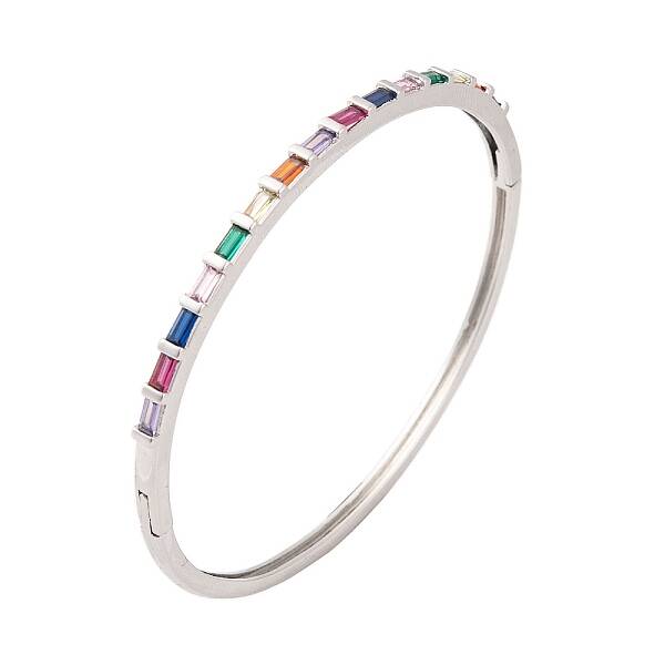 Brass Pave Colorful Glass Hinged Bangles for Women