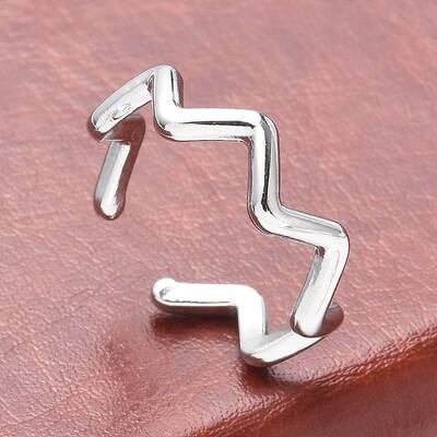 Non-Tarnish 304 Stainless Steel Wave Open Cuff Ring for Women