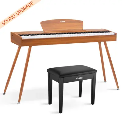Donner DDP-80 Wooden Digital Piano - Natural Sound Upgrade / Piano+Black Bench