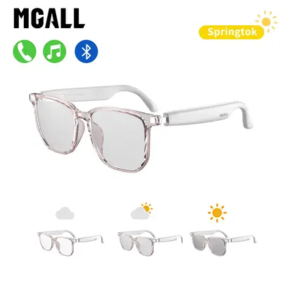 MGALL C8 PRO Bluetooth Audio Smart Glasses with Photochromic Lenses That Darken in Sunlight, Surround Sound and Microphone, S...
