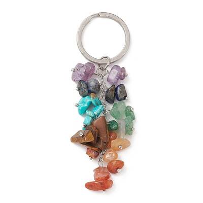 Chakra Natural & Synthetic Gemstone Chip Bead Keychain