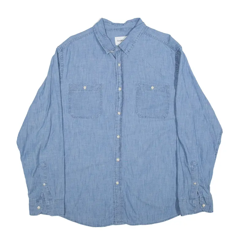 GOODFELLOW & CO Plain Shirt Blue Long Sleeve Mens XL