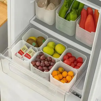 2pcs Refrigerator Fruit & Vegetable Storage Box, Food Container, Refrigerator Side Door Organizer For Home Kitchen