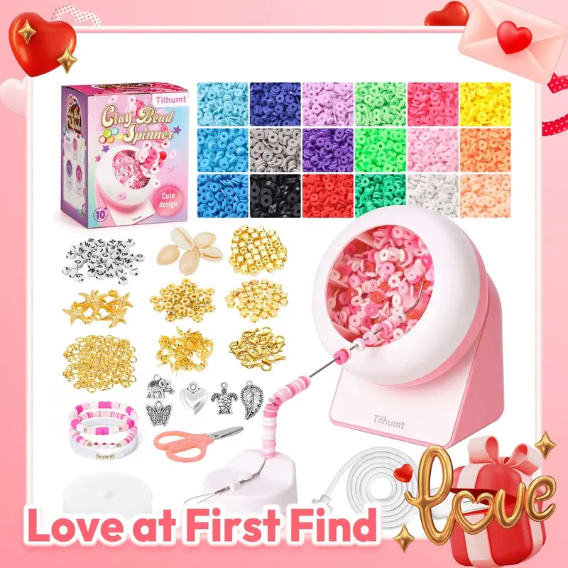Electric Bead Spinner ,3824Pcs Bracelet Making Kit, Gift Beading Set for Girls, Friendship Bracelet Kit with 18 Colors Polyme...