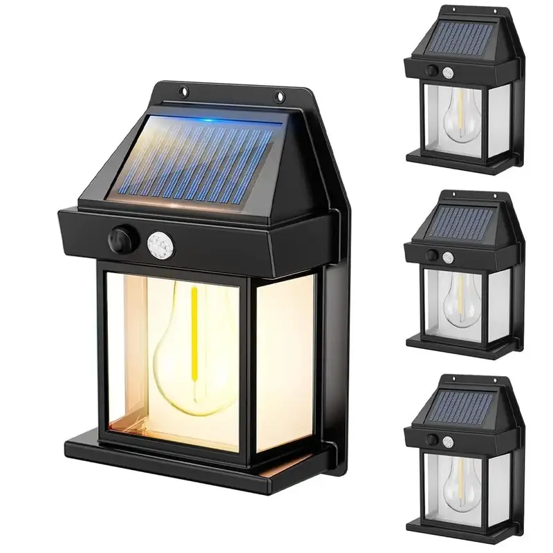 Solar Powered Outdoor Wall LED Light, Motion Sensor Security Light, Waterproof LED Wall Mounted Light For Garden Patio Yard D...