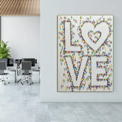 Original Love Acrylic Painting Colorful People Wall Art Abstract Romantic Artwork for Bedroom Decor | LOVE FOR YOU