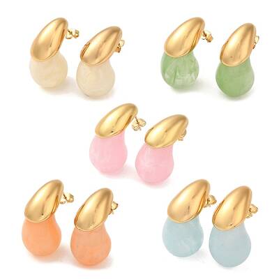 Teardrop Resin Stud Earrings