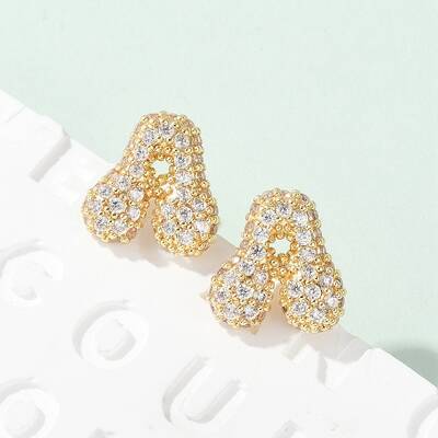 Brass Micro Pave Cubic Zirconia Stud Earrings