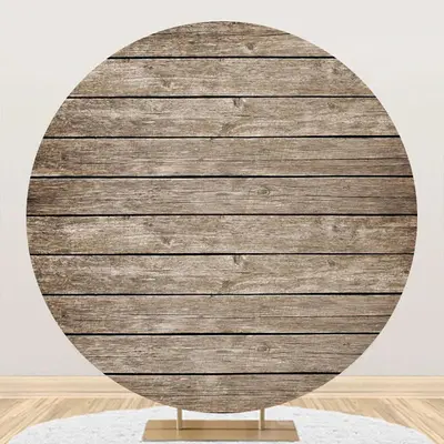 Shabby Wooden Wall Vintage Simple Circle Backdrop - Aperturee