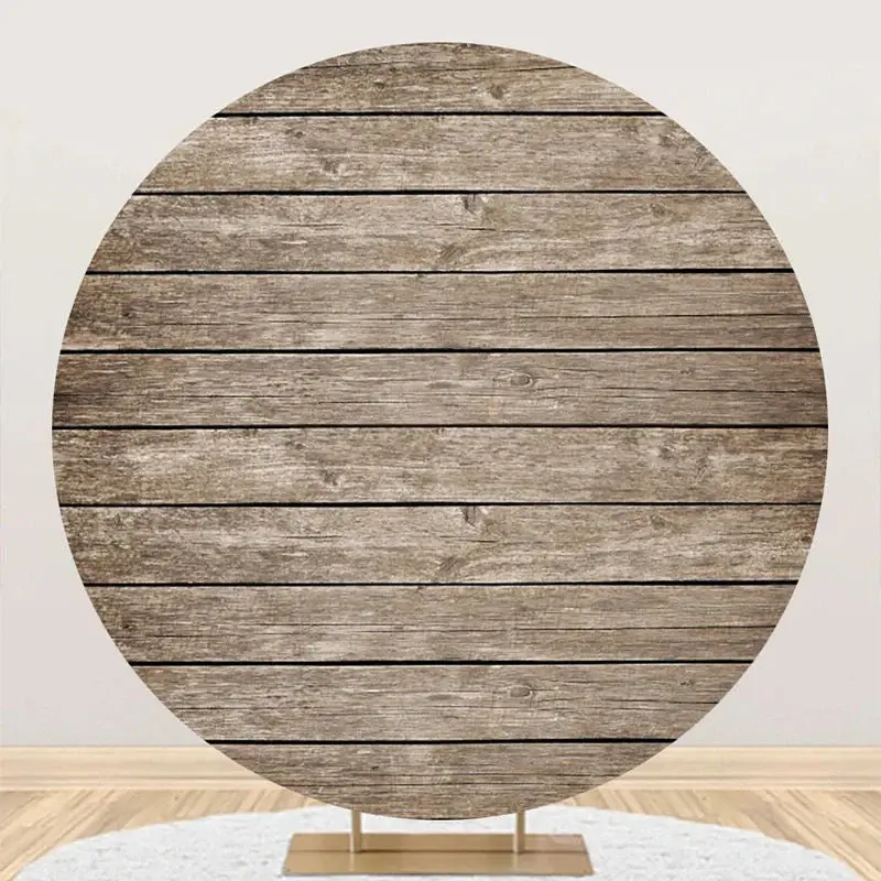 Shabby Wooden Wall Vintage Simple Circle Backdrop - Aperturee
