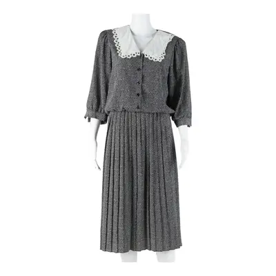 BRELI ORIGINALS Womens Day Dress Black Spotted Knee Length L