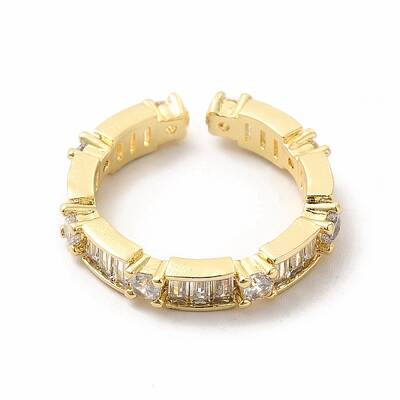Cubic Zirconia Rectangle Open Cuff Ring