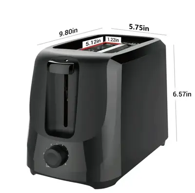 Mainstays 2-Slice Toaster with 6 Shade Settings and Removable Crumb Tray, Black