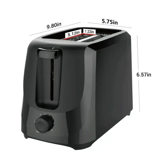 Mainstays 2-Slice Toaster with 6 Shade Settings and Removable Crumb Tray, Black