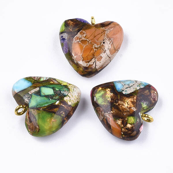 Assembled Bronzite and Imperial Jasper Pendants