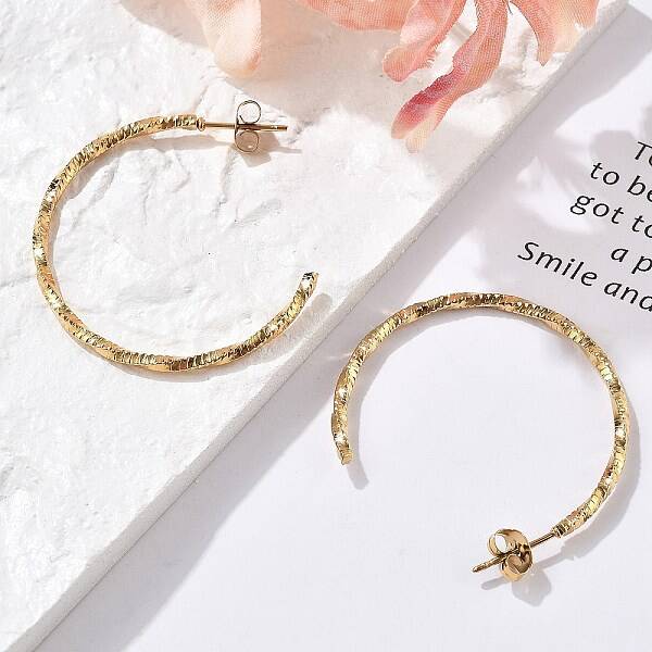 304 Stainless Steel C-Shaped Stud Earrings