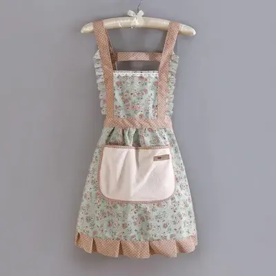 Flower Pattern Apron with Pocket, Waterproof Apron for Women, Kitchen Cooking Products