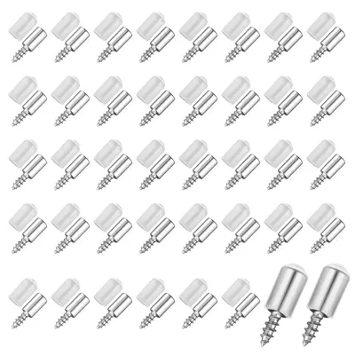40Pcs Wardrobe Cabinet Glass Partition Nails Cross Self-Tapping Screw with Rubber Sleeve Screw Plate Support Partition Bracke...