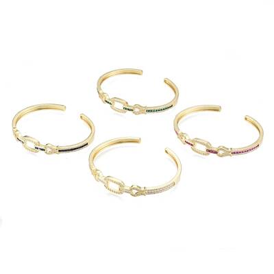Cubic Zirconia Oval & Fish Open Cuff Bangle