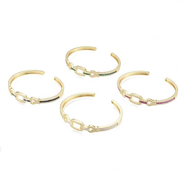 Cubic Zirconia Oval & Fish Open Cuff Bangle