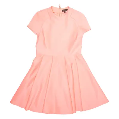 TED BAKER Neon Pink Womens Skater Dress Pink Short Sleeve Knee Length UK 14