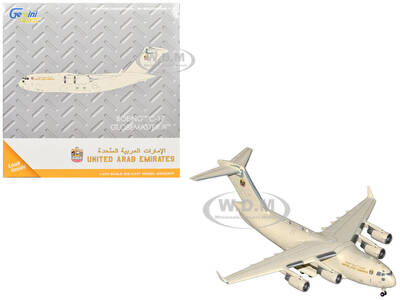 Boeing C-17 Globemaster III Transport Aircraft United Arab Emirates Air Force Beige Gemini Macs Series 1/400 Diecast Mode...