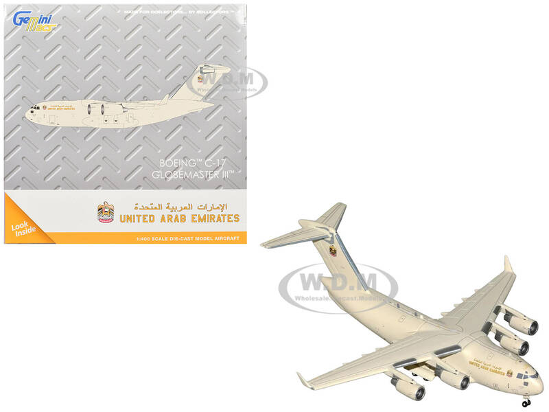 Boeing C-17 Globemaster III Transport Aircraft United Arab Emirates Air Force Beige Gemini Macs Series 1/400 Diecast Mode...
