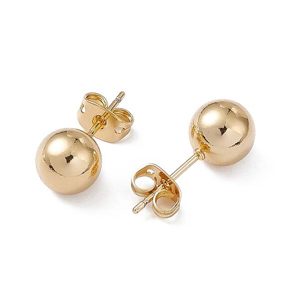 Rack Plating Brass Round Ball Stud Earrings for Women