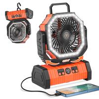 20000mAh Rechargeable Portable Camping Fan with LED Lights, Cordless USB-C charging Battery Operated Personal Fan with Hangin...