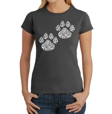 Cat Mom - Women's Word Art T-Shirt - Pink - Large