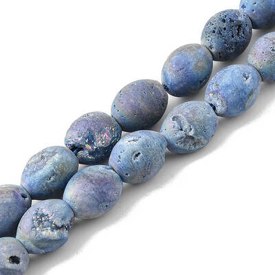 Electroplated Natural Druzy Geode Agate Bead Strands