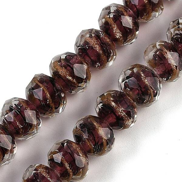 Handmade Gold Sand Lampwork Beads Strands