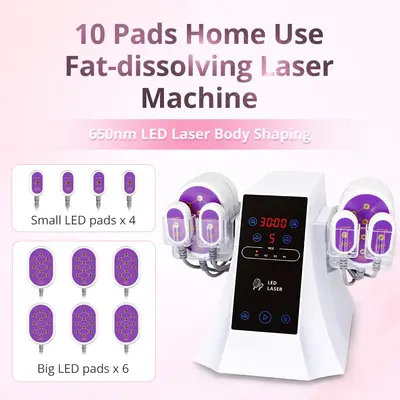 635NM 650NM LED Laser 5MW Lipo Laser Cellulite Removal Machine 10 Pads for Spa Salon Studio Home Use | LY-10101J