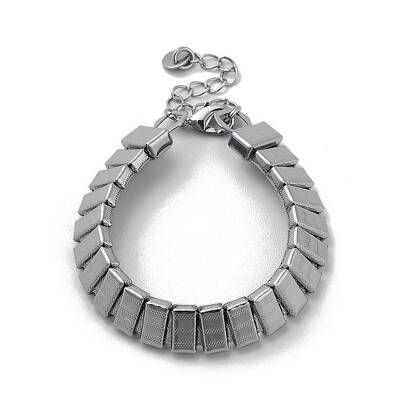 Non-Tarnish 304 Stainless Steel Rectangle Link Chain Bracelets for Women Men