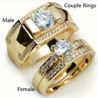 Classic Elegant Couple Ring Elegant 14K Gold Plated Copper - Men's and Women's Engagement and Wedding Rings