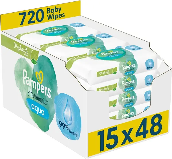 Pampers Harmonie Aqua Baby Wet Wipes 15x48 pcs