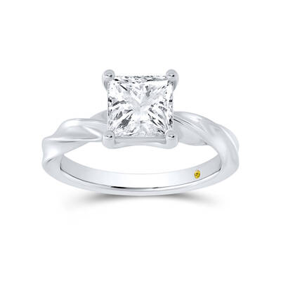 Ripple Princess Cut Lab Created Solitaire Diamond Ring | 18K White Gold 1 1/2 CT. TW.