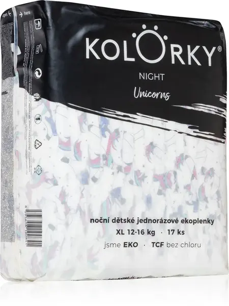 Kolorky Night Unicorn ECO disposable diapers for una full protection during the night size XL 12-16 Kg 17 pieces